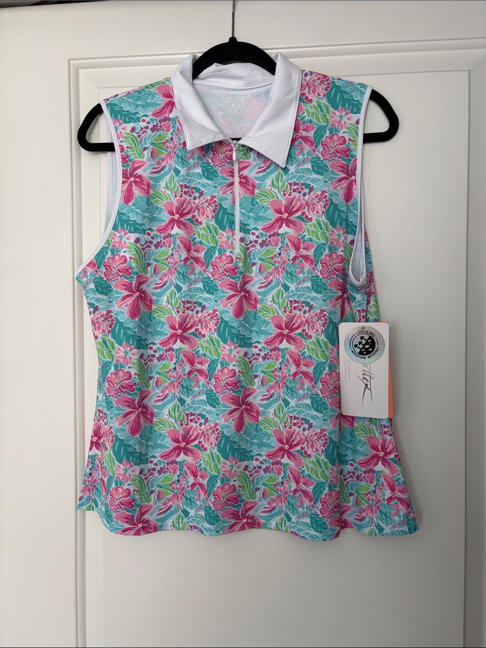NWT Floral Sleeveless Polo Tank - Pink & Aqua